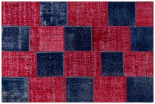 Modern El Dokuma Patchwork Halı Kırmızı Ölçü;183 x 275