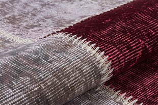 Modern El Dokuma Patchwork Halı Kırmızı Ölçü;120 x 210