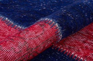 Modern El Dokuma Patchwork Halı Kırmızı Ölçü;183 x 275