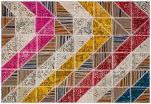 Modern El Dokuma Patchwork Halı Kırmızı Ölçü;170 x 240