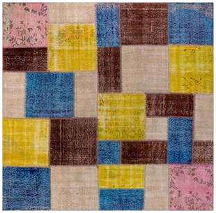 Modern El Dokuma Patchwork Halı Multi Ölçü;230 x 230