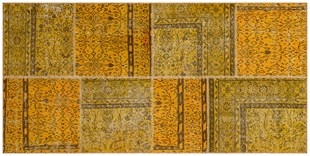 Modern El Dokuma Patchwork Halı Sarı Ölçü;116 x 230