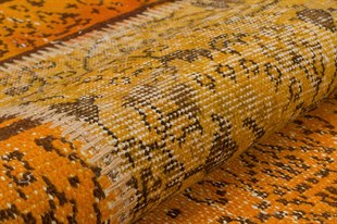 Modern El Dokuma Patchwork Halı Sarı Ölçü;116 x 230