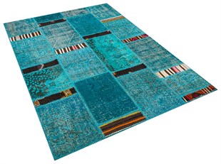 Modern El Dokuma Patchwork Halı Pembe Ölçü;160 x 220