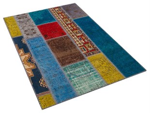 Modern El Dokuma Patchwork Halı Pembe Ölçü;110 x 170