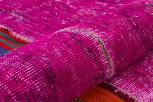 Modern El Dokuma Patchwork Halı Pembe Ölçü;159 x 230