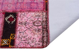 Modern El Dokuma Patchwork Halı Pembe Ölçü;150 x 230