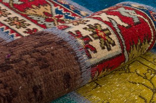 Modern El Dokuma Patchwork Halı Pembe Ölçü;110 x 170