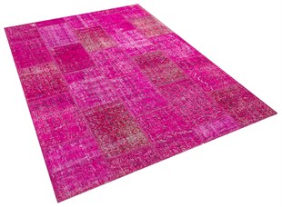 Modern El Dokuma Patchwork Halı Pembe Ölçü;170 x 240