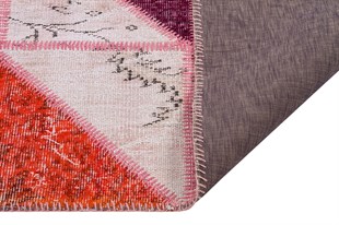 Modern El Dokuma Patchwork Halı Pembe Ölçü;165 x 243