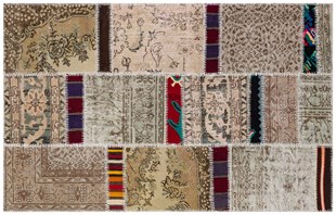 Modern El Dokuma Patchwork Halı Pembe Ölçü;125 x 200