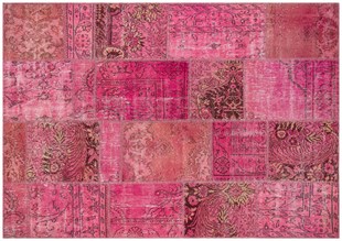 Modern El Dokuma Patchwork Halı Pembe Ölçü;170 x 240