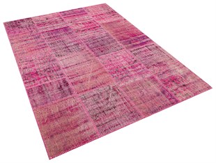 Modern El Dokuma Patchwork Halı Pembe Ölçü;160 x 230