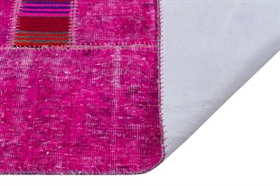 Modern El Dokuma Patchwork Halı Pembe Ölçü;159 x 230