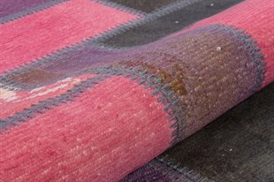 Modern El Dokuma Patchwork Halı Pembe Ölçü;170 x 235