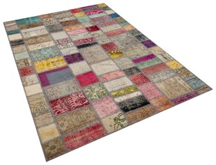 Modern El Dokuma Patchwork Halı Renkli Ölçü;155 x 230