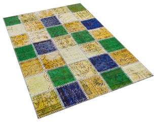 Modern El Dokuma Patchwork Halı Renkli Ölçü;118 x 175
