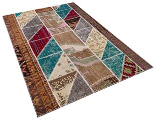 Modern El Dokuma Patchwork Halı Renkli Ölçü;155 x 230