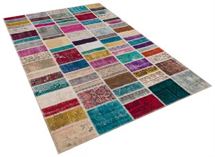 Modern El Dokuma Patchwork Halı Renkli Ölçü;170 x 270