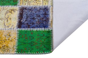 Modern El Dokuma Patchwork Halı Renkli Ölçü;118 x 175