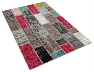 Modern El Dokuma Patchwork Halı Renkli Ölçü;170 x 236