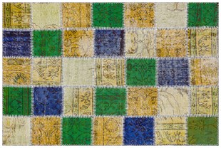 Modern El Dokuma Patchwork Halı Renkli Ölçü;118 x 175