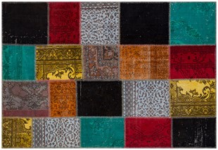 Modern El Dokuma Patchwork Halı Renkli Ölçü;170 x 240