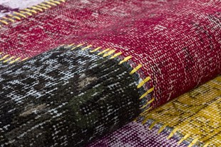 Modern El Dokuma Patchwork Halı Sarı Ölçü;170 x 240