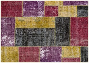 Modern El Dokuma Patchwork Halı Sarı Ölçü;170 x 240