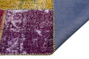 Modern El Dokuma Patchwork Halı Sarı Ölçü;170 x 240