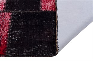 Modern El Dokuma Patchwork Halı Siyah Ölçü;120 x 180