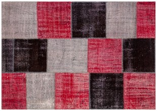 Modern El Dokuma Patchwork Halı Turkuaz Ölçü;140 x 200