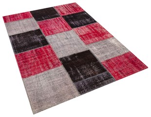 Modern El Dokuma Patchwork Halı Turkuaz Ölçü;140 x 200