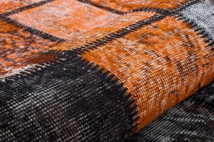 Modern El Dokuma Patchwork Halı Turuncu Ölçü;165 x 240