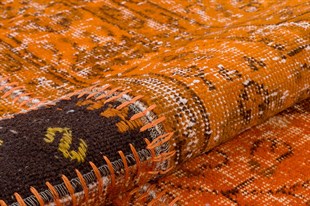 Modern El Dokuma Patchwork Halı Turuncu Ölçü;160 x 230