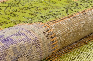 Modern El Dokuma Patchwork Halı Turkuaz Ölçü;170 x 240