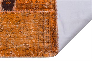Modern El Dokuma Patchwork Halı Turuncu Ölçü;160 x 230