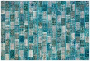 Modern El Dokuma Patchwork Halı Turkuaz Ölçü;166 x 240