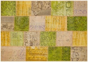 Modern El Dokuma Patchwork Halı Turkuaz Ölçü;170 x 240