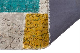 Modern El Dokuma Patchwork Halı Yeşil Ölçü;200 x 230