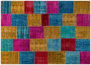 Modern El Dokuma Patchwork Halı Yeşil Ölçü;209 x 298