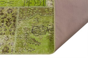 Modern El Dokuma Patchwork Halı Yeşil Ölçü;197 x 298