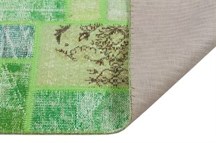 Modern El Dokuma Patchwork Halı Yeşil Ölçü;80 x 295