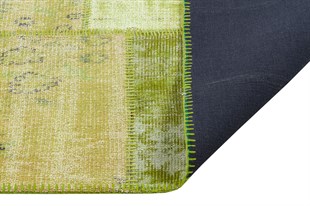 Modern El Dokuma Patchwork Halı Yeşil Ölçü;168 x 248
