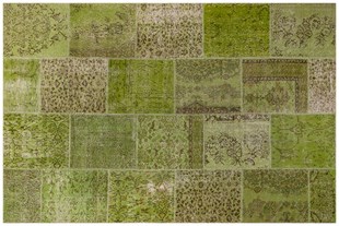 Modern El Dokuma Patchwork Halı Yeşil Ölçü;197 x 298