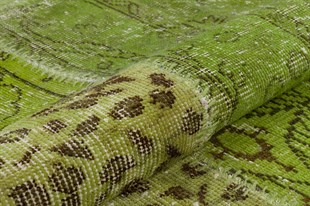 Modern El Dokuma Patchwork Halı Yeşil Ölçü;197 x 298