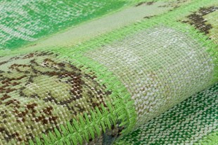 Modern El Dokuma Patchwork Halı Yeşil Ölçü;80 x 295