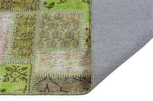 Modern El Dokuma Patchwork Halı Yeşil Ölçü;96 x 295