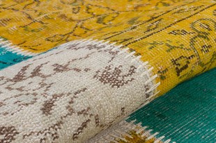 Modern El Dokuma Patchwork Halı Yeşil Ölçü;200 x 230