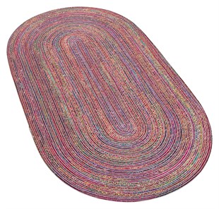 Jüt Kilim Modern Makine Dokuma Oval Halı 